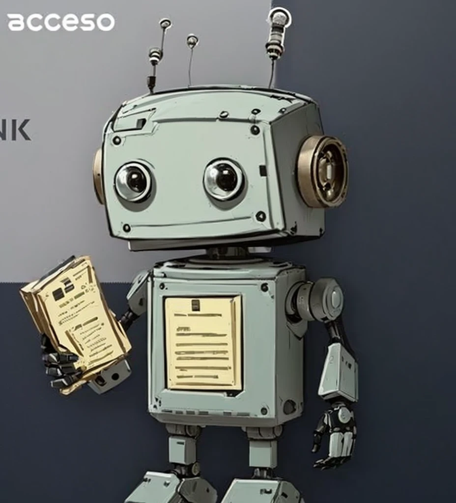 there is a robot holding a piece of paper and a cell phone, tintoy characterdesign robot, sleek robot, robot design, concept robot, pathetic robot, cute robot, friendly robot, a robot, artificial intelligence, robot in data center, the mekanik doll, beautiful robot character design, robot in a server room, artificial intelligence!!, cute robot wooden Smiling to the camera