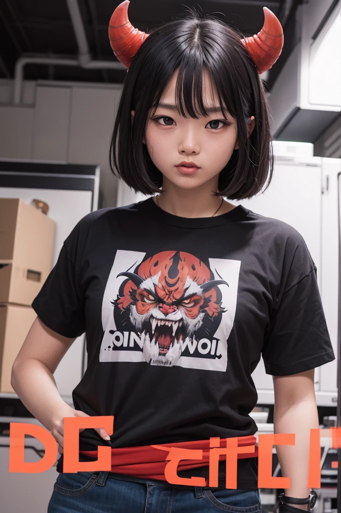 Oni-themed shirt print