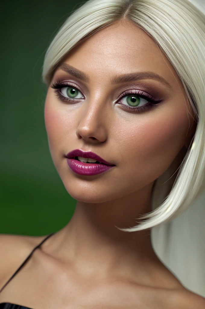 mirage, green eyes, make up, by white, Very detailed, cinematographic,