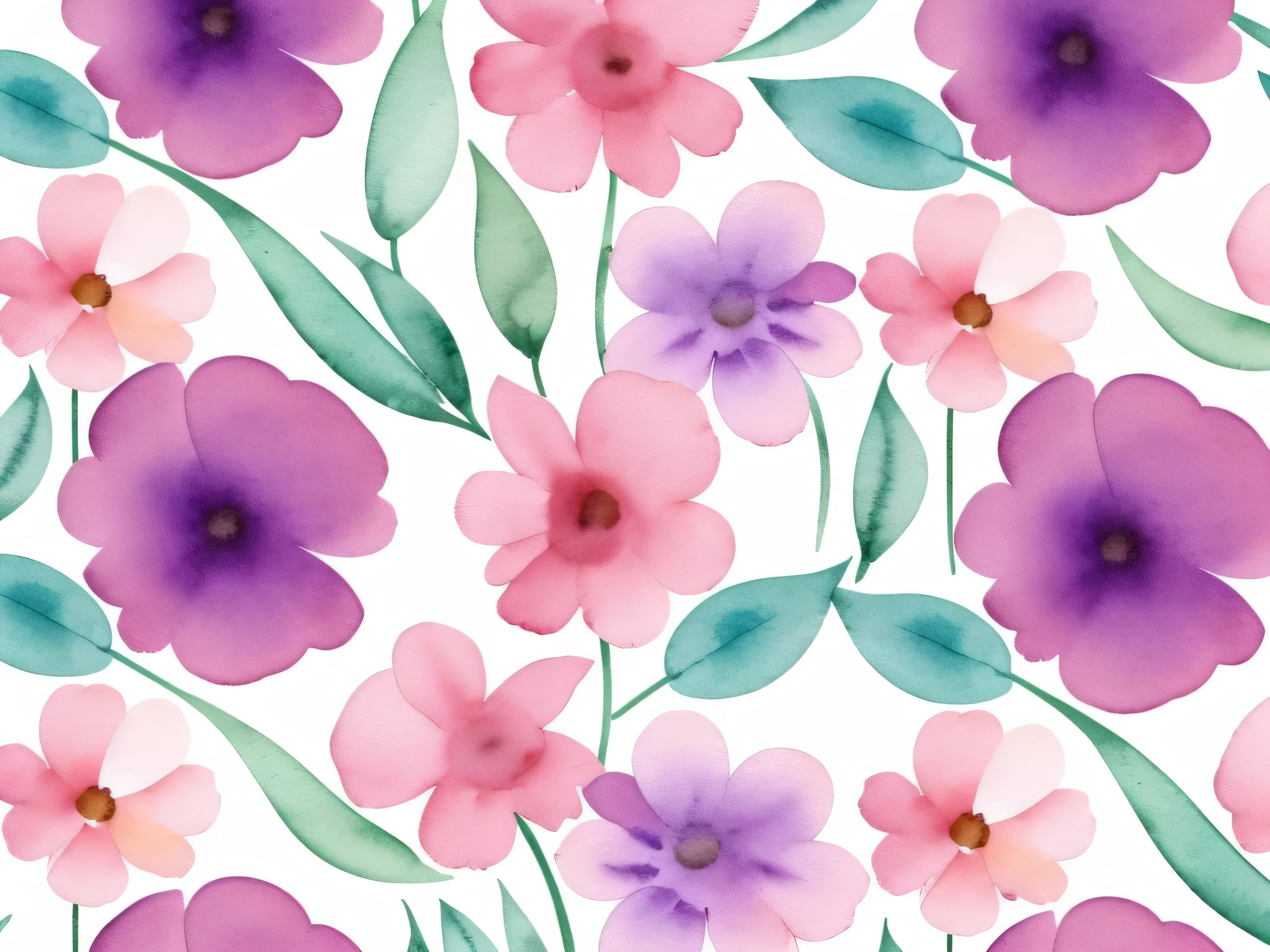 Small floral watercolor pattern, petal, foliage, Calming colors #3b4195 Color background. Watercolor paper texture.