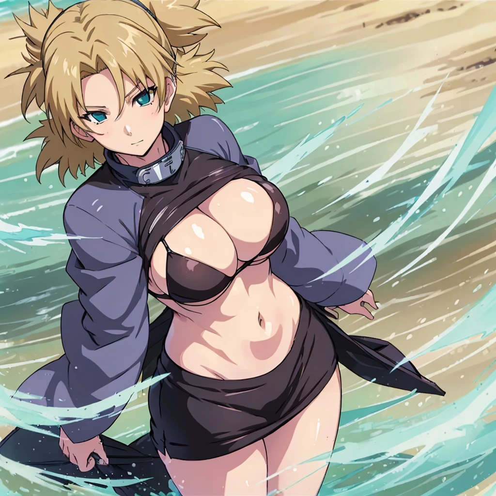 Sexy adult woman,Temari,standing still,huge breast,in her new sexy bikini,show lot her body and open chest,hentai,snfw,thick body,age30,2 piggy tales,