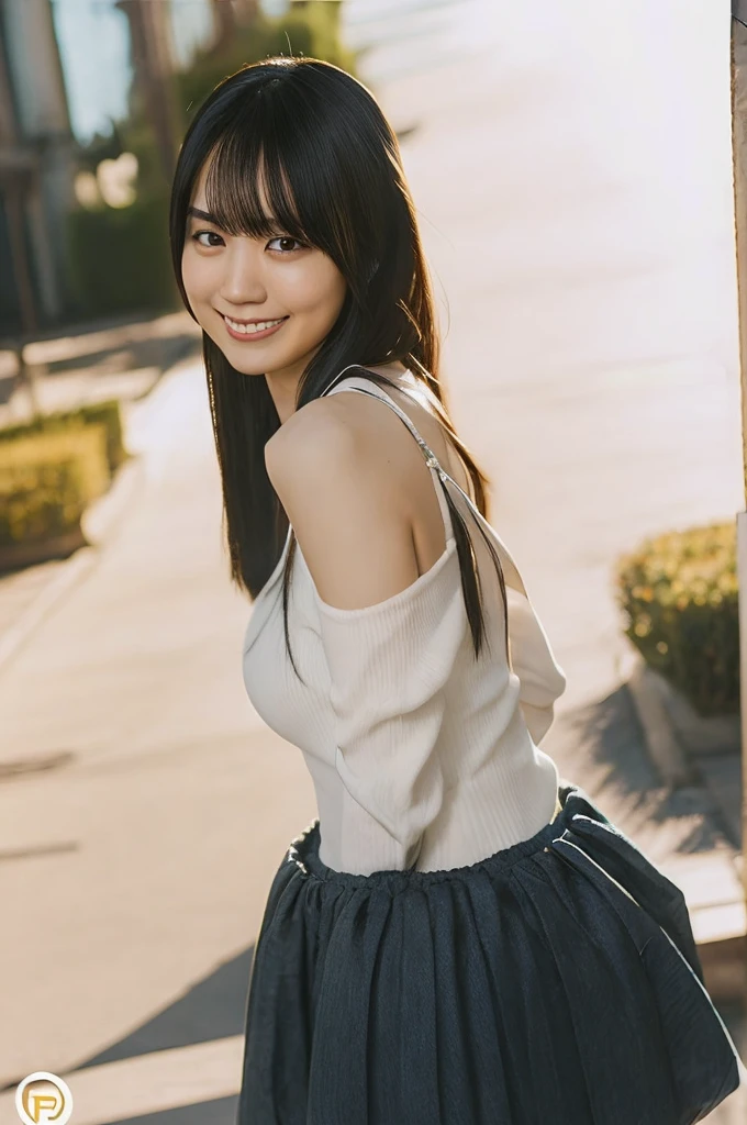 a woman,1 girl,black hair, hair bobbles, longeyelashes, solid circle eyes, light smile, mole under eye, piercing, light smile, shy, puckered lips, Surrealism, drop shadow, stereogram, ass pov, atmospheric perspective, depth of field, first-person view, f/1.8, 8K, super detail, ccurate, best quality, highres, best quality,full body,professional lighting,Cleavage