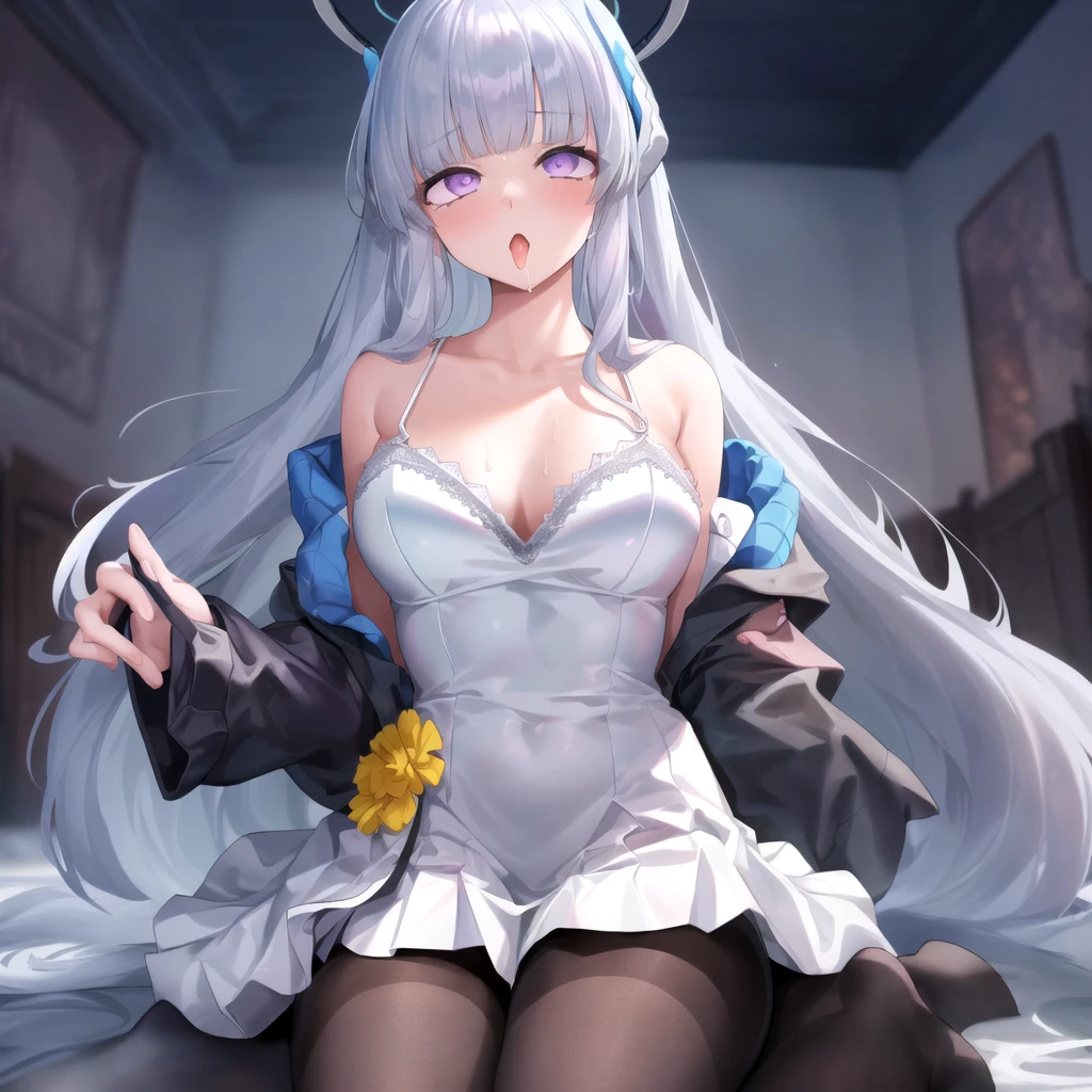 (masterpiece:1.3), (Absurd:1.3), (Highest quality:1.3), (Super detailed:1.3),(Best Shadow:0.7)(Processing wool), Perfect Anatomy, One Girl, alone, just, just-衣装, Hello, Grey Hair, Purple eyes, Blunt bangs, とてもLong Hair, Sleeveless, , (masterpiece),(Highest quality),(Very detailed),(Best illustrations),(Best Shadow),(Absurd),(Detailed Background),(so beautiful), (masterpiece),(Highest quality),(Very detailed),(Best illustrations),(Best Shadow),(Absurd),(Detailed Background),(so beautiful)noa-outfit, One Girl, alone, Big Breasts, Long Hair, , , , , empty eyes, blank eyes, , , , , , , shiny skin, Wet, , , Roll your eyes, , The pupils constrict, , , , , , Open your mouth carelessly, , , , , , saliva trail , , , , night , , Pink Neon Lights, , , , , Mysterious glow, orgasm, ahegao, rolling eyes, cross-eyed, , , , , , , , , ushio noa,Massage the breasts