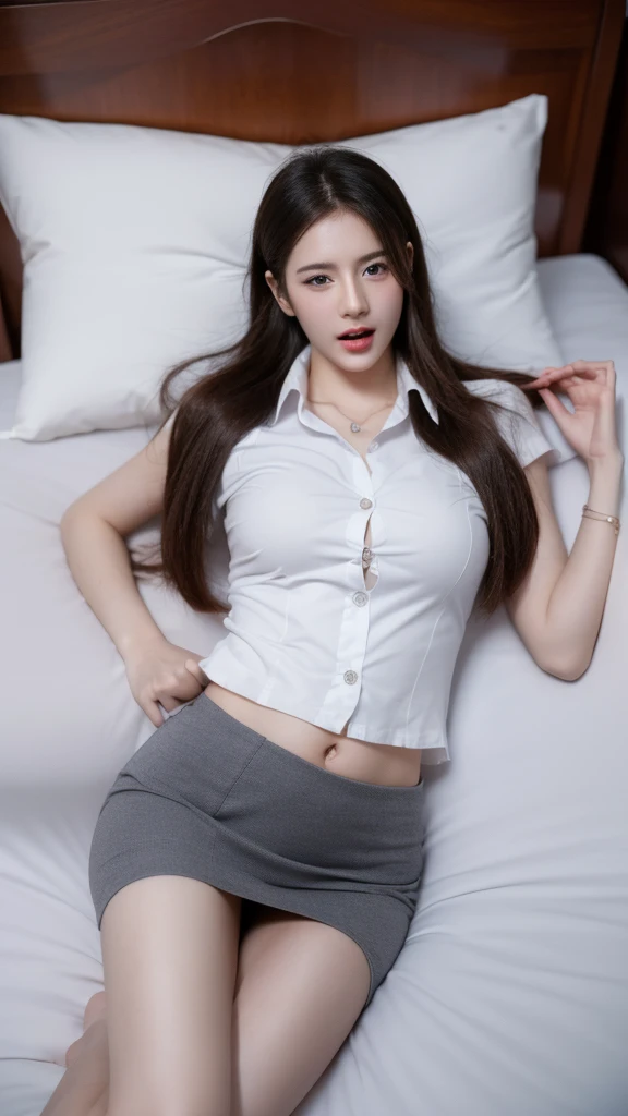 Masterpiece,Highest picture quality,high resolution,4K images,raw image,Virtual image,{alone},{{{vagina}}},sex toys,Dildo,,, put in ,short skirt, Student Uniform, lying in bed, clitoris