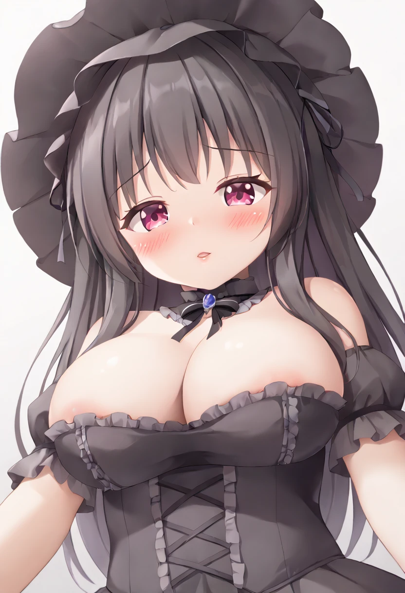 woman、Big Breasts、Gothic ta、Blushing with ecstasy、Beautiful Lips、From below