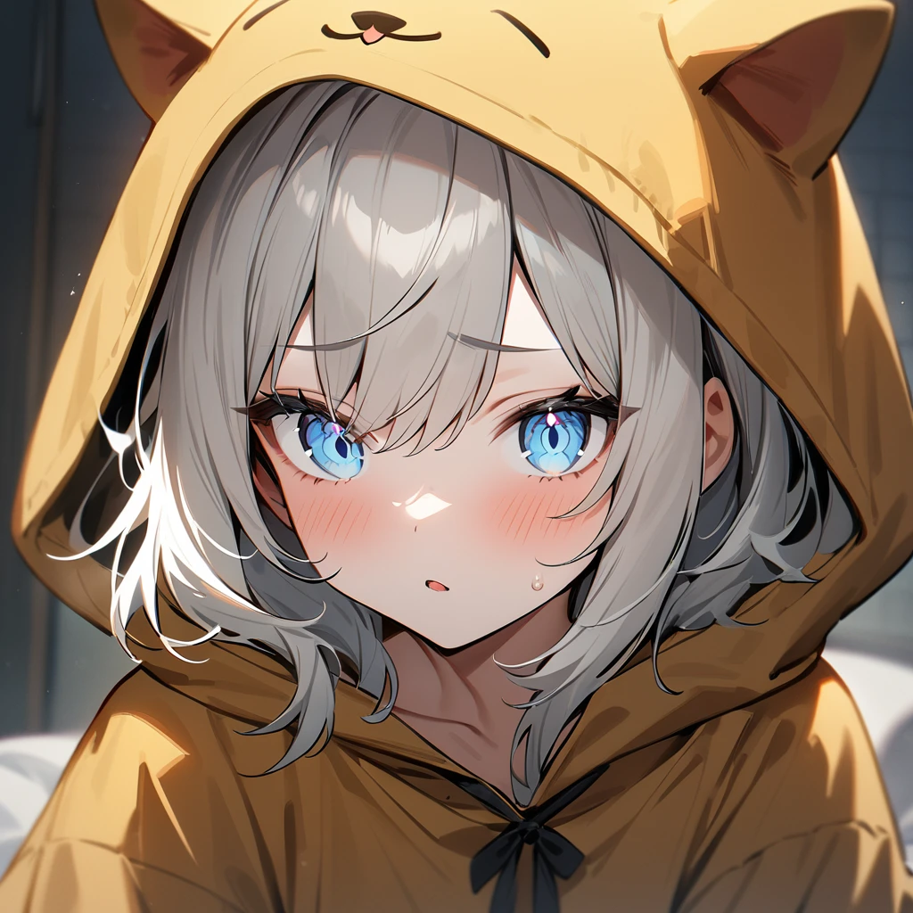 1girl,masterpiece,best quality,very aesthetic, absurdres,pale hair,pale eyes,light blue eyes,Detailed eyes,cat Costumes