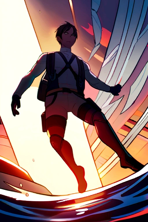 a character with a shirt cuts a diver 