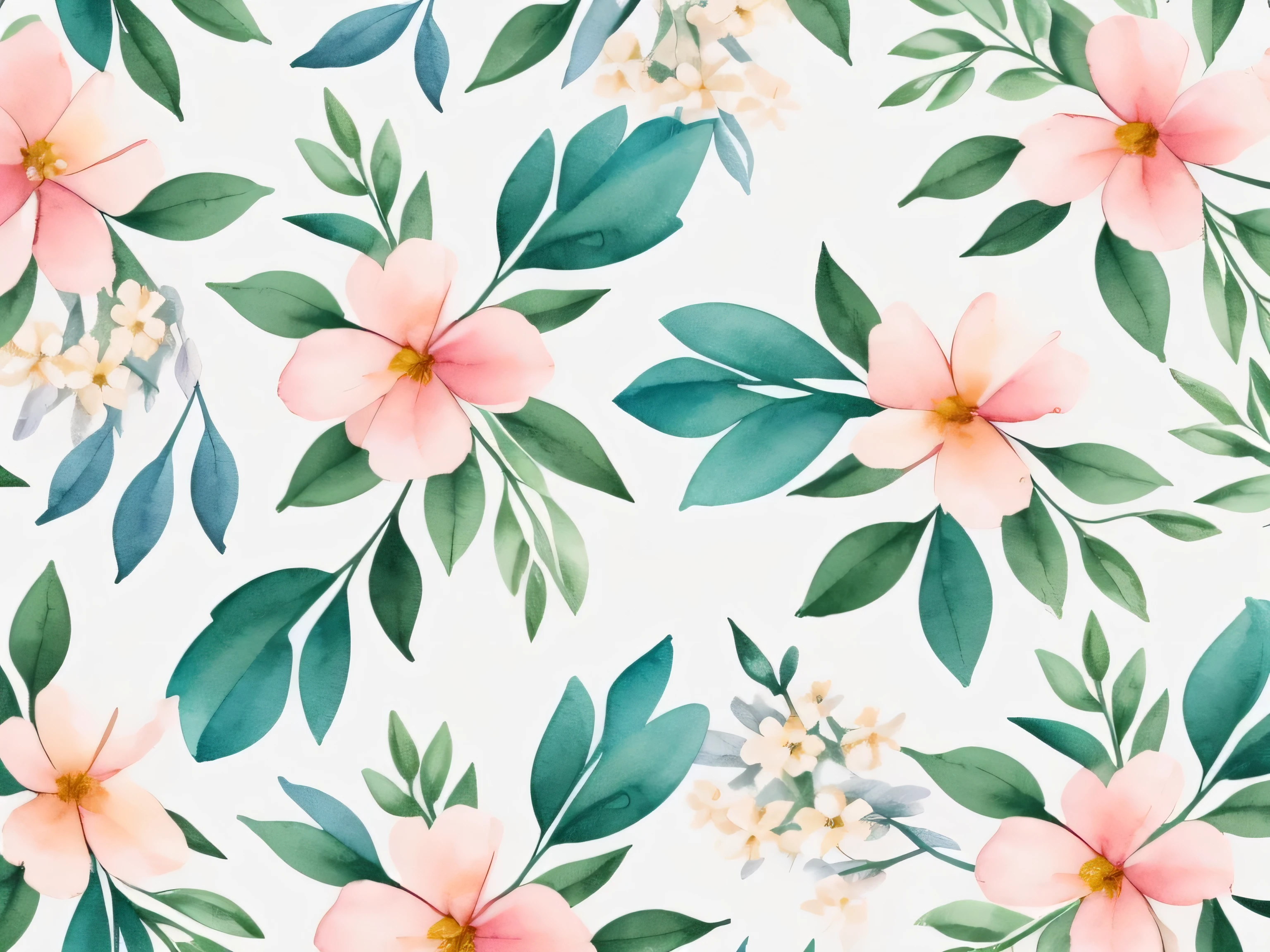 Small floral watercolor pattern, petal, foliage, Calming colors #3b4195 Color background. Watercolor paper texture.