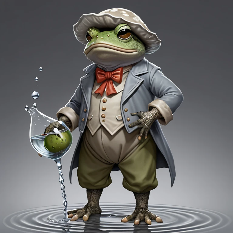 [ (character art by Artgerm:1.0) and Claude Monet::18], professional, water, Fatigued (a bunch of transparent haul!:1.2) , dressed in Toad-style costume, Grim, Gouache Art, studio lighting, matte skin, gray skin, afro silver hair, Toad-style