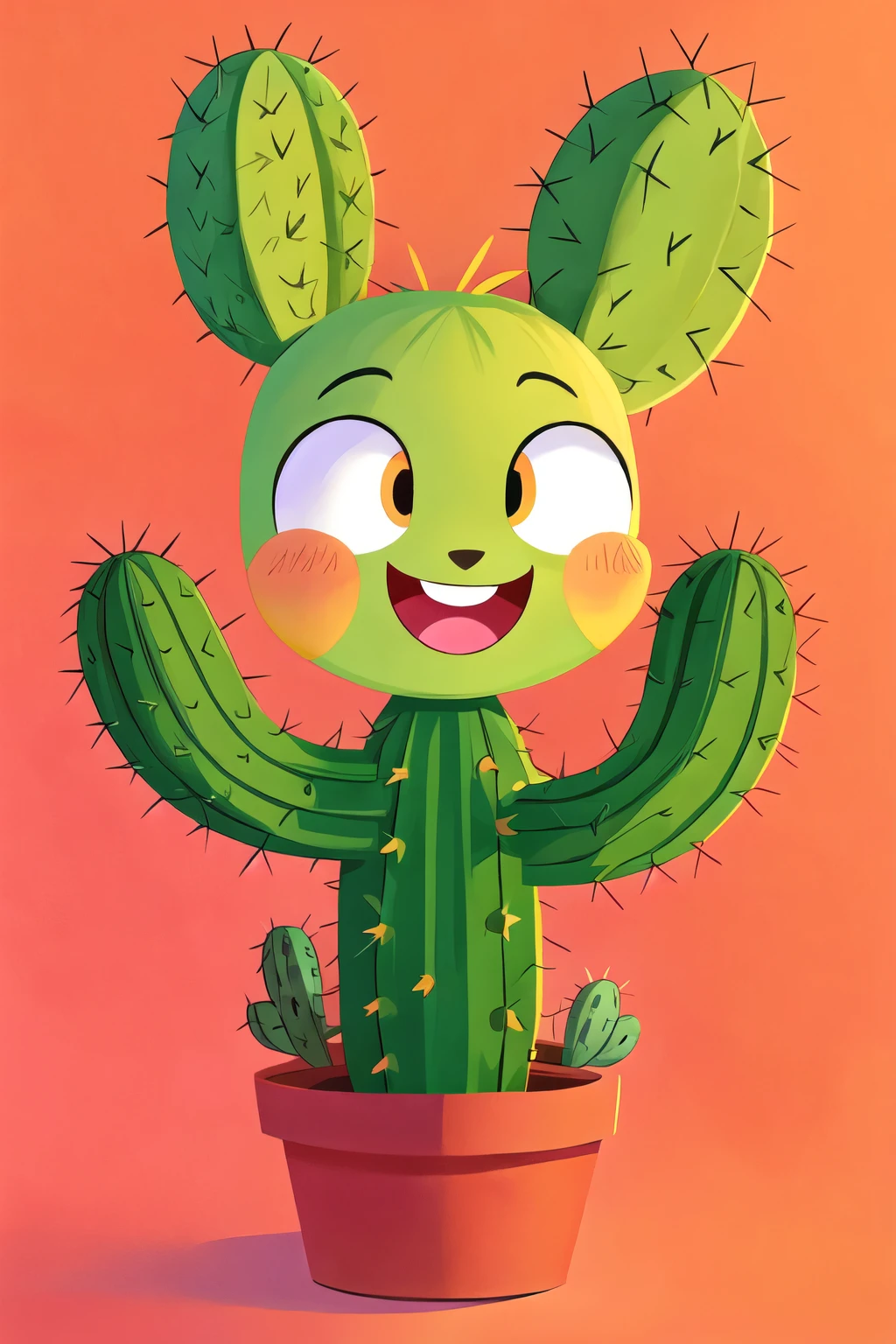 a cactus with a cute smile
