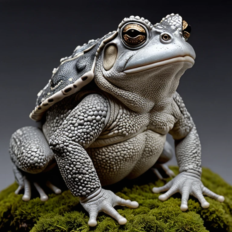 8k, masterpiece, best quality, realistic, higly detailed, antropomorphic toad-like, male, gray skin, afro silver hair