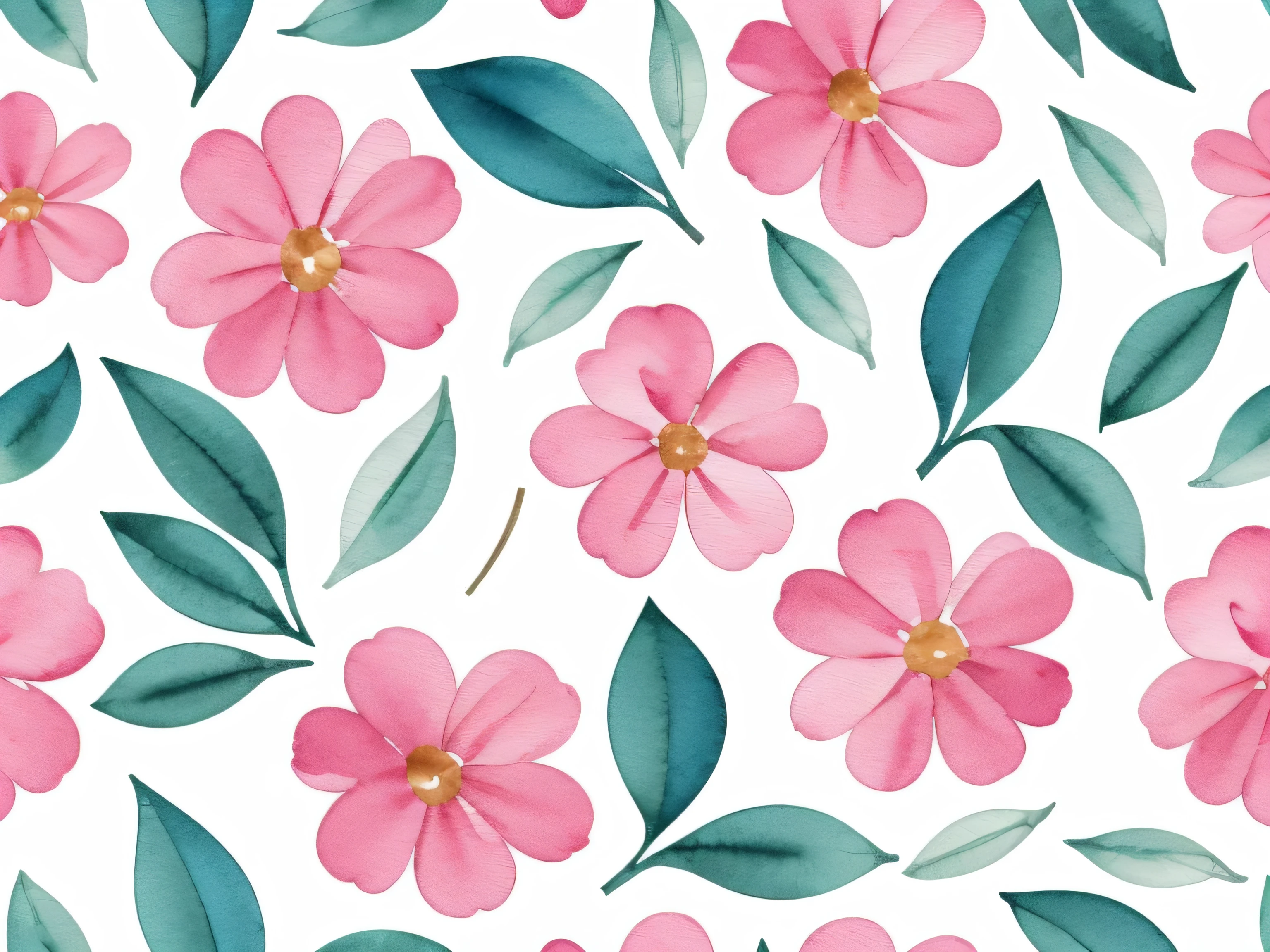 Small floral watercolor pattern, petal, foliage, Calming colors #3b4195 Color background. Watercolor paper texture.