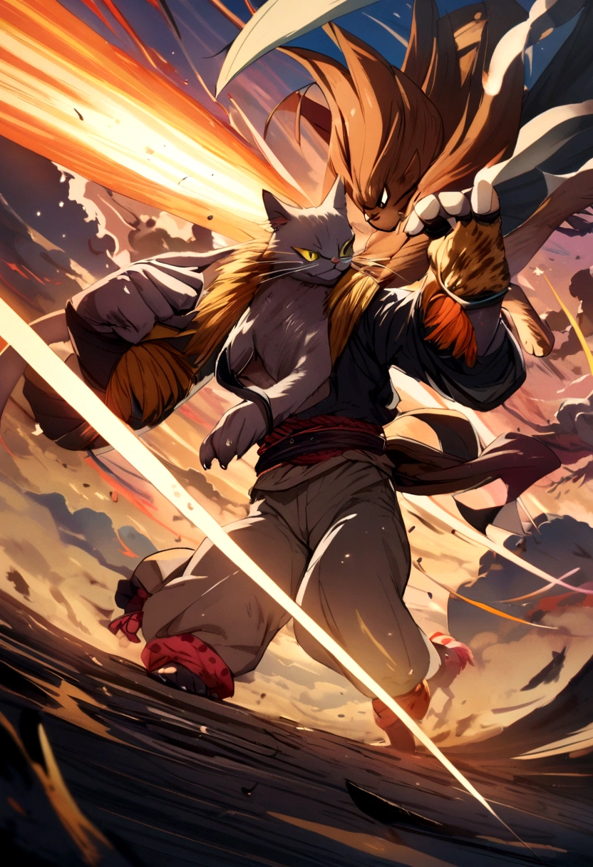 A cat fighting katate