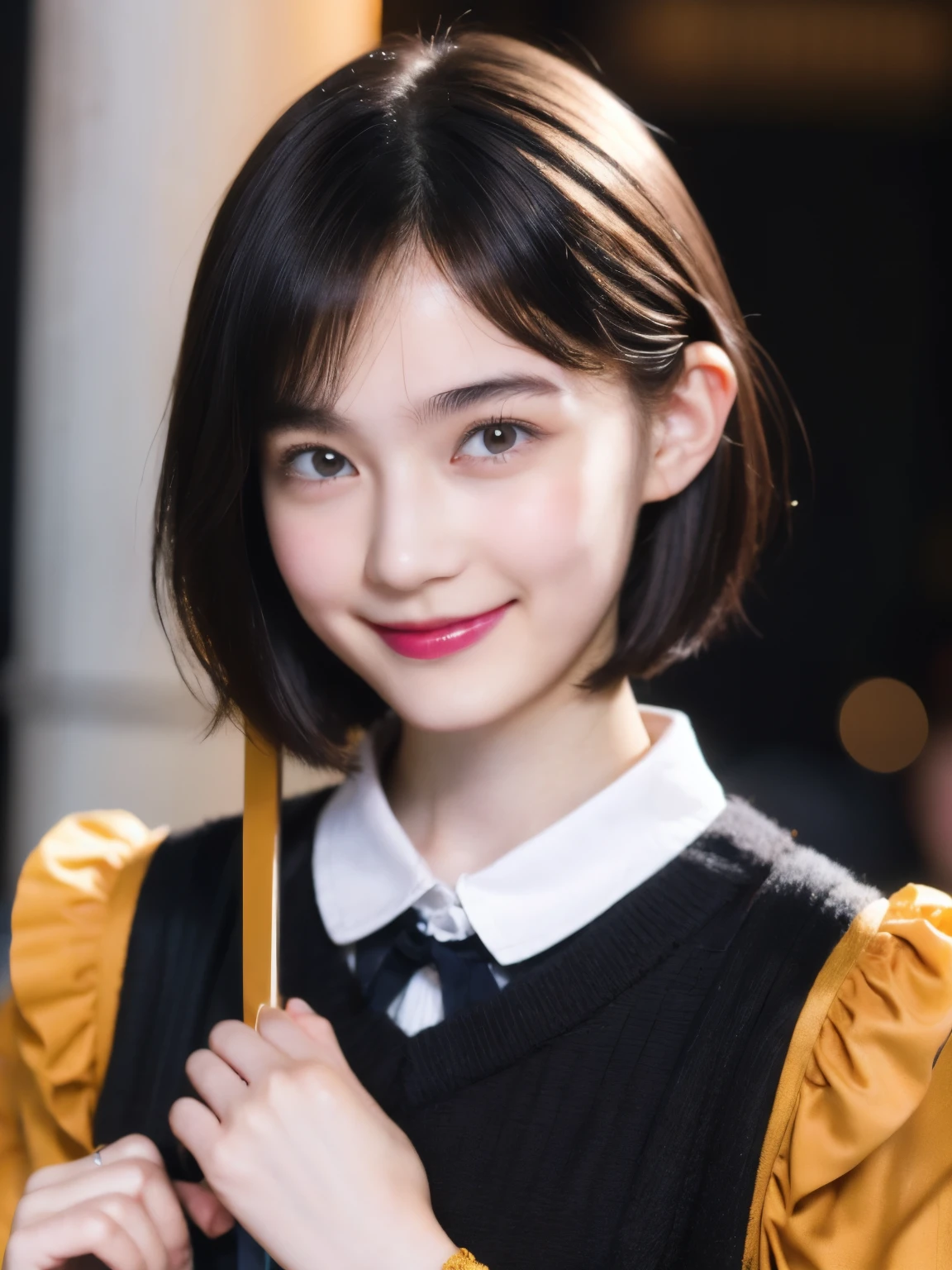 248 (An 18-year-old female and an 18-year-old male), (short hair),kind, lipstick, Finnish national costume, smile