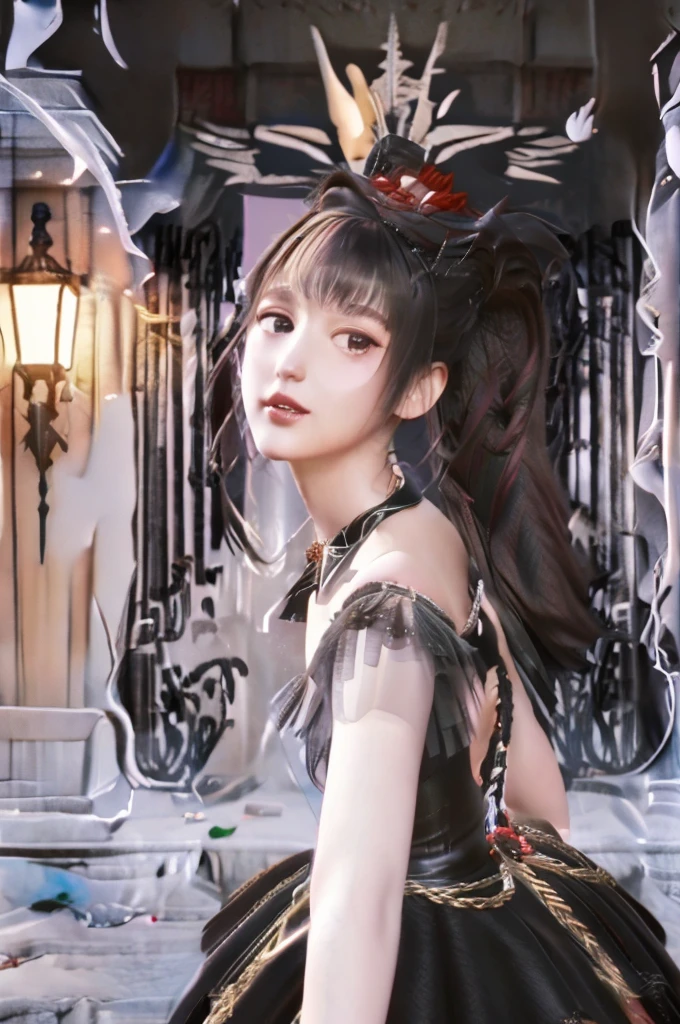 (highres:1.2), vivid colors, sharp focus, ultra-detailed, professional, physically-based rendering, portraits: A girl with beautiful detailed eyes and lips stands in the center of the image. Her face is extremely detailed, with long eyelashes and light makeup. She has a slim face and a slim waist. Her long pink hair is styled with curtain bangs adorned with roses. Her eyelashes and eyebrows are also white, creating a unique and ethereal look. Her lips are pink, and her eyes are a light blue color, adding a touch of softness to her overall appearance. 

The girl is wearing a Victorian-style dress in white, which adds a classic and elegant element to the composition. She is also wearing a white corset, accentuating her waist even more. Her hair is adorned with pearls, and she has pearls around her neck and wrist, adding a touch of luxury and sophistication. Despite the detailed description, her breasts are small, but she has an ample figure with big hips, thighs, and ass, she has angel wings .

The image is of the best quality, with a 4k resolution and high level of detail. The colors are vivid, and the image has a sharp focus. The rendering is done professionally, using physically-based techniques to create a realistic and lifelike appearance. The overall style of the image is portraits, focusing on capturing the beauty and details of the girl's face and features. The lighting is carefully designed to enhance the facial features and create a sense of depth in the image.