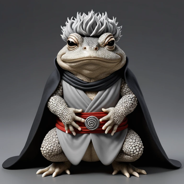 8k, masterpiece, best quality, realistic, higly detailed, anthropomorphic toad-like, male, gray skin, afro silver hair, humanoid toad, anthropomorphic toad-like, anthropomorphic toad-like, anthropomorphic toad-like, fukasaku from naruto, wizard robes, black power hair