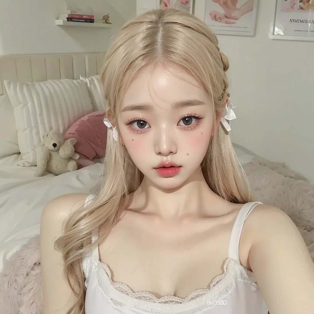 Wonyoung from IVE face, foto realista, ultra HD, 8k, big juicy lips 