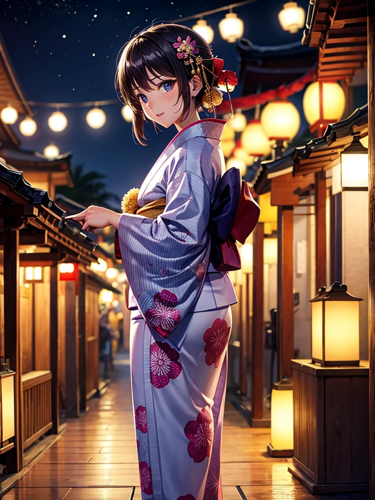 Highest quality,Highest Resolution,fair,Night Festival,shrine,Woman in yukata,