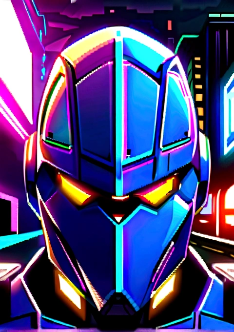 Hyper-realistic close-up of Thomas the Tank Engine as a cyberpunk robot train,  Metal rust, Cyberpunk Robot Face,  Cyborg Implants, Grease, abrasion, To the camera, looking at the camera,  Train smoke, at night, Cyberpunk city background, Dark Sky, Extreme light detail, Neon Light, Electronic components 