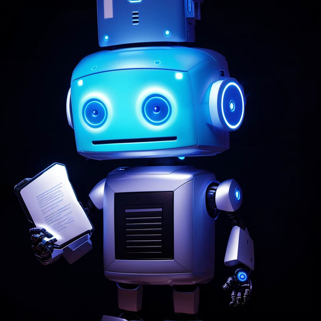 Picture of a cute robot looking to the camera, smiling, saying hi.. there is a robot holding a piece of paper and a cell phone, tintoy characterdesign robot, sleek robot, robot design, concept robot, pathetic robot, cute robot, friendly robot, a robot, artificial intelligence, robot in data center, the mekanik doll, beautiful robot character design, robot in a server room, artificial intelligence!!, cute robot wooden
