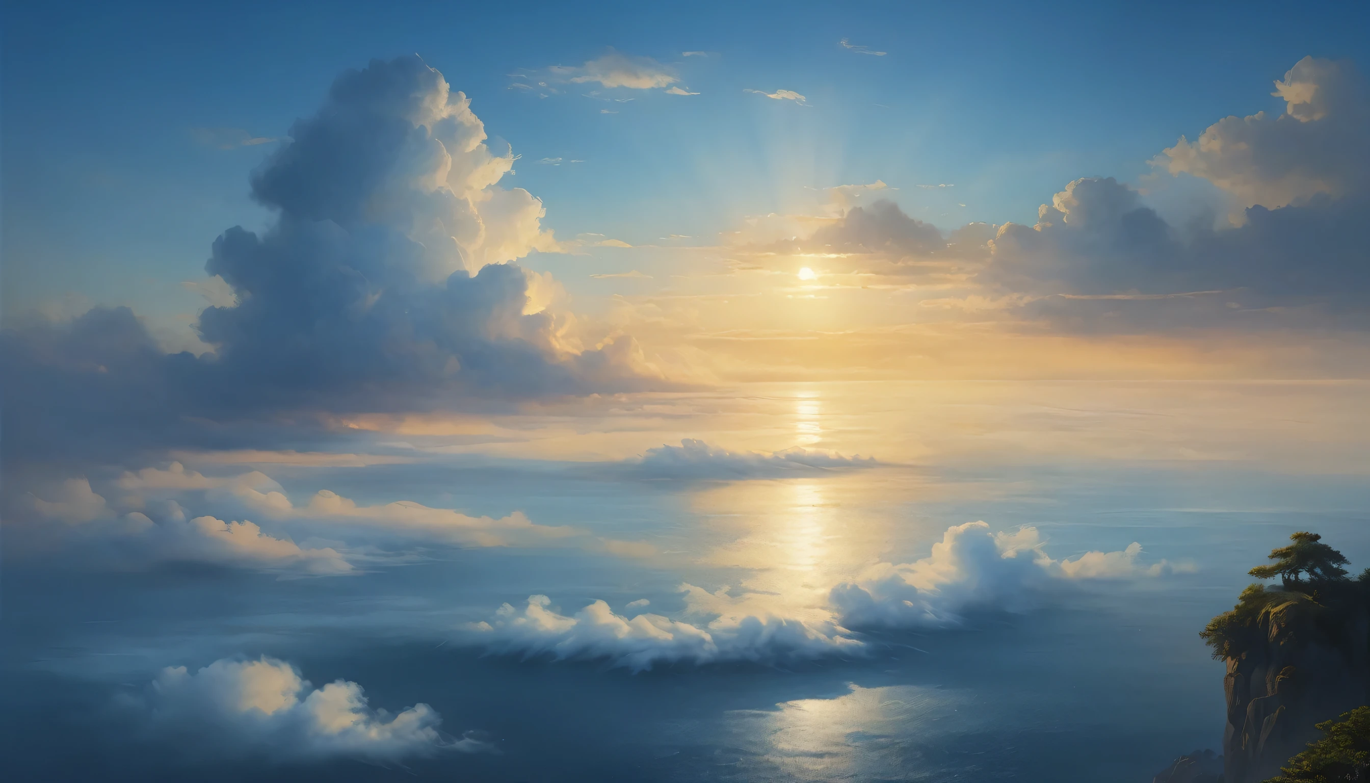 cloud,龍の形をしたcloud,Illuminated by the light of the setting sun ,Background sea,Foggy atmosphere,On-air lighting,薄いcloud,Smooth lines,Light blue and white shades,A serene and majestic sight,Amazing details,Artistic interpretation,Painting Style,masterpiece:1.2