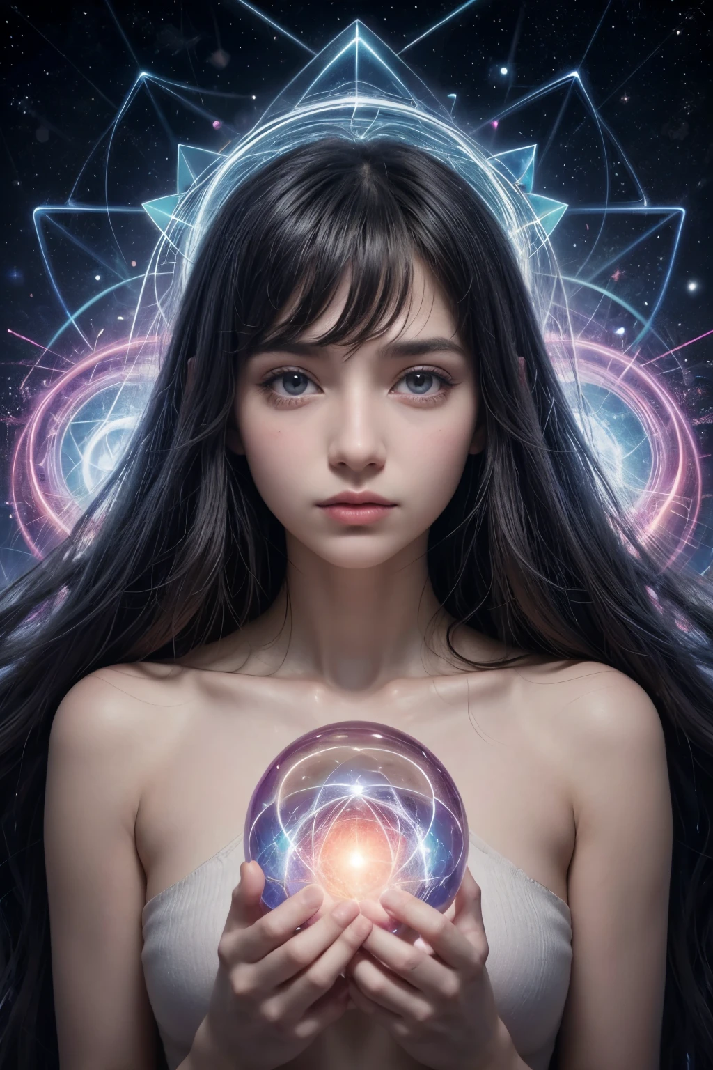 Feminine spiritual quantum theory, surrealism cubism art, aura --sref 9999999999 8787878787788 171777711 3999999504 --stylize 1000