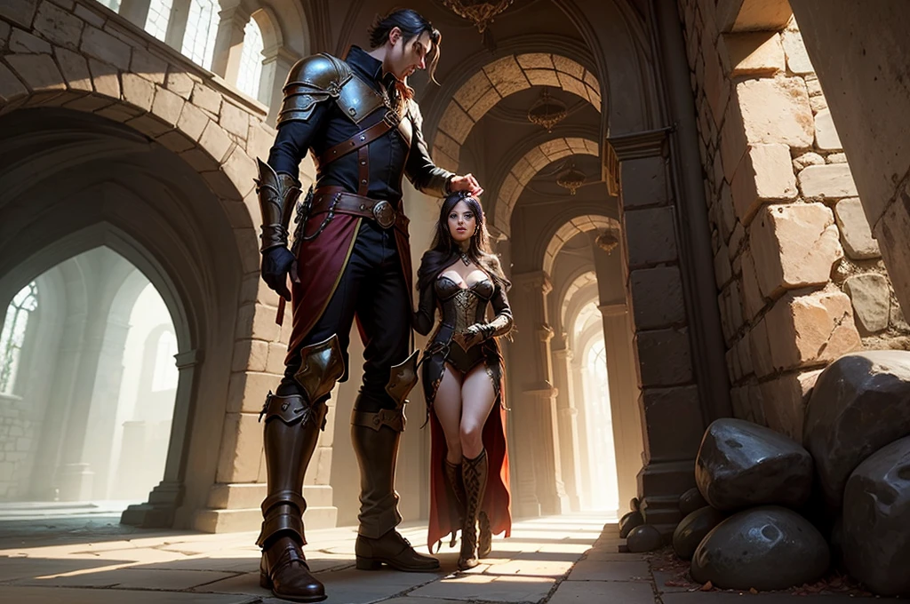 dark stone passage, fantasy dungeon, erotic lighting