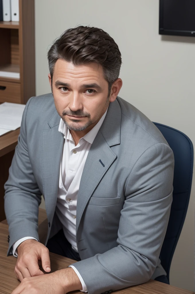 Middle aged man in his 40s dressed in a casual blazer in an office environment