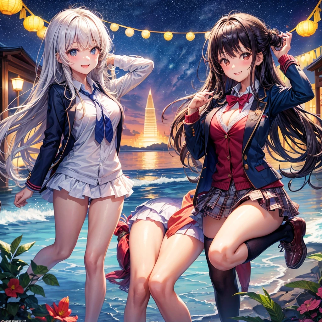 best quality,,smile,blazer,swimsuit,nepal,middle School girlultiple girls are depicted,harem,idol group,starry sky background,photo shoot,long hair,wearing a cardigan,beautiful girlの国,girl's paradise,highest quality,big breasts,leather jacket,happy girl,horny girl,blue eyes,perfect face,standing position,She has her bangs down,fur jacket,Beautiful eyes,smooth hair,perfect eyes,beautiful girl,Angel Girl,multicolored hair colors,naughty girl,beautiful,High-dimensional beautiful girl,Multidimensional beautiful girl,gathering,Group、,classroom,School,