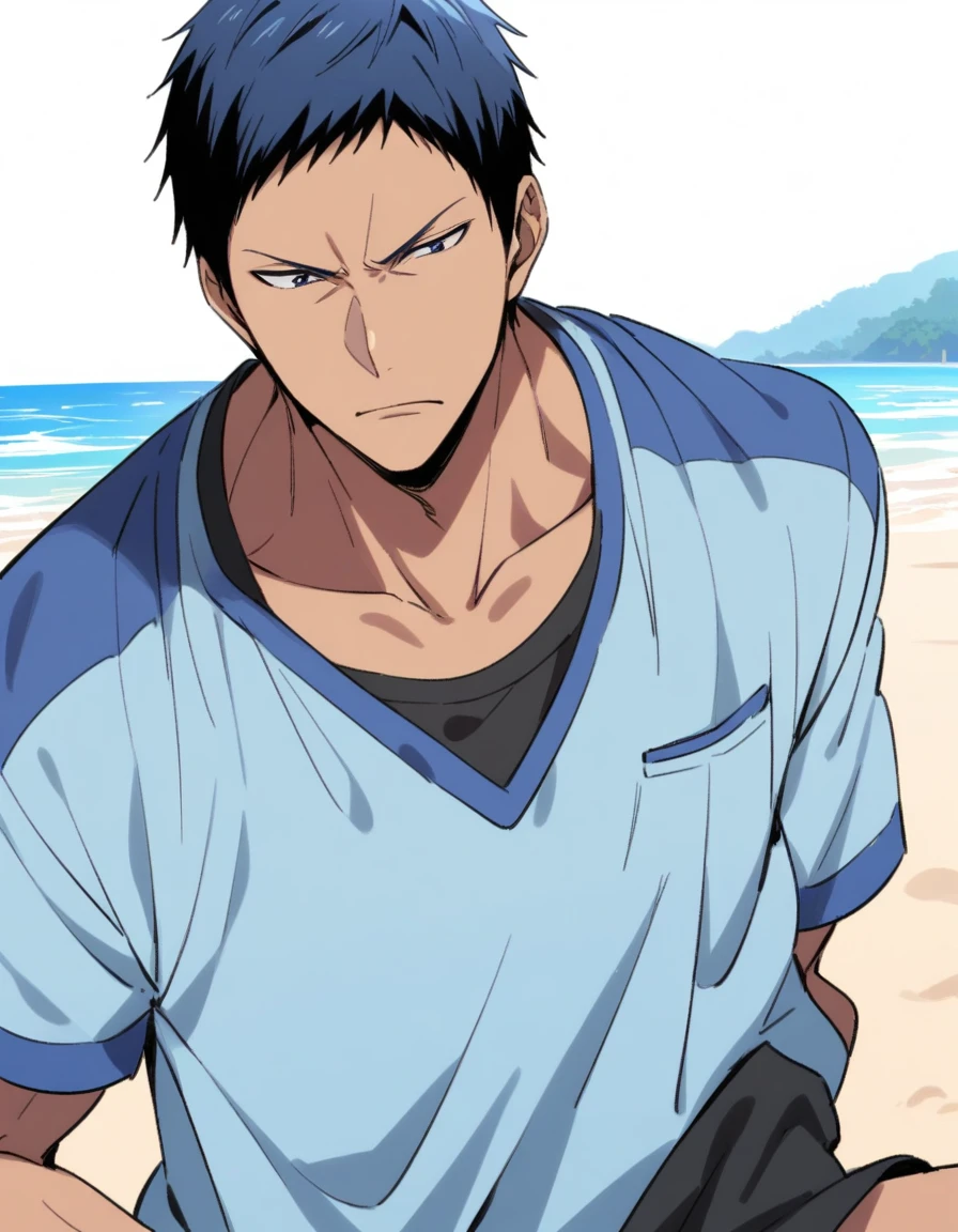 1boy, handsome aomine daiki ,beach