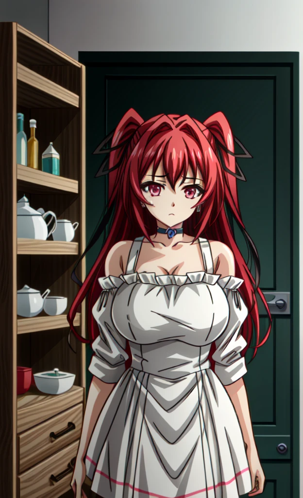 (Extremely detailed CG unity 4k wallpaper),(Masterpiece),(Best Quality),(ultra detailed),(best illustration),(best shadow),(absurdities),(detailed background), My Naruse, 1 girl, , Red hair, Alone, cupboard, wide, hair Love, Love, serafín, two sides up, old, Red eyes