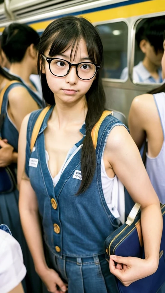 Japan人.Japan.girl..Primary school summer.Sweaty.Armpit sweat.Small breasts.Wear glasses.Long Hair.naked