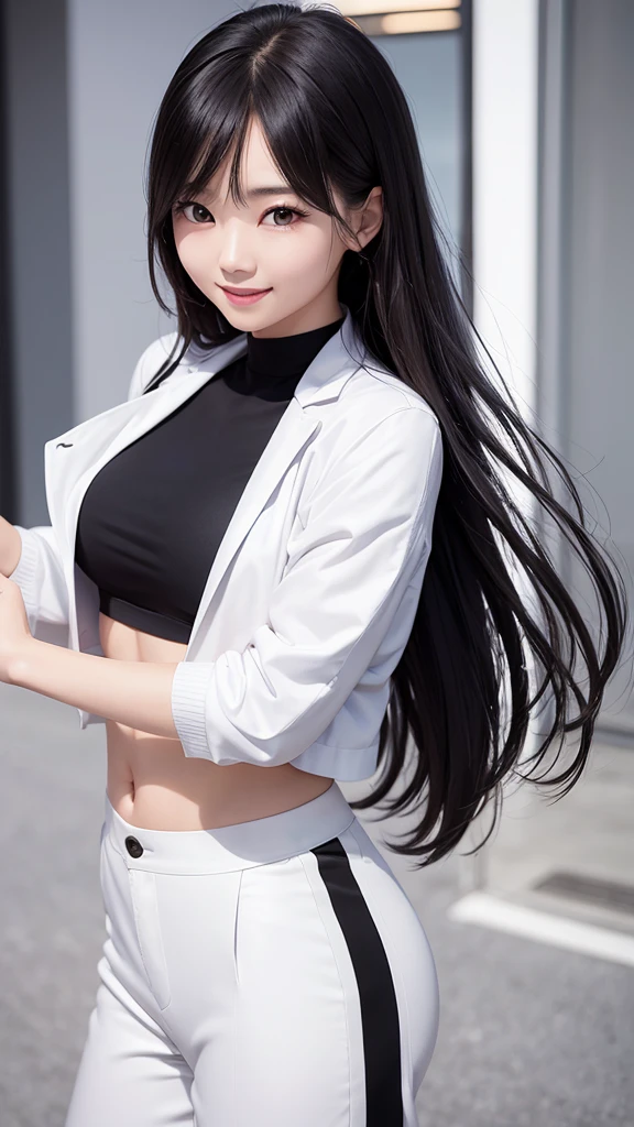 cute teenage girl, Height about 160cm, brown eyes,whiteTshirt,wear black briefs、 long straight black hair, masterpiece, 最high quality, 超high quality, high quality, High resolution, ultla High resolution, disorganized, 4k, 8K, 16k, very detailed, Complex, great shading, high contrast, realistic, photo realistic, RAW photo, photo shoot, super detailed illustrations, shortening, perfect anatomy, correct anatomy, perfect proportions, perfect face, perfect hands, perfect legs, perfect fingers