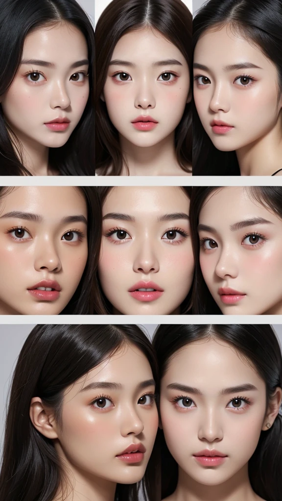 three girls with perfect skin with a very beautiful face 9k quality and a boy with perfect skin realistic photography all together side by side  