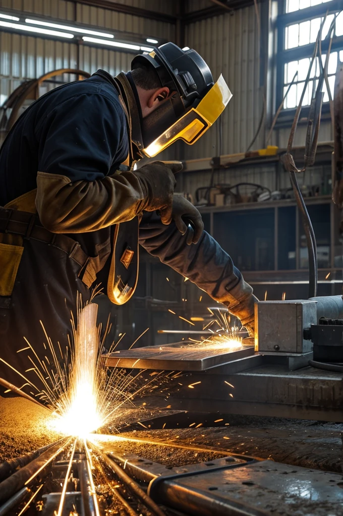Never work welding with water nearby