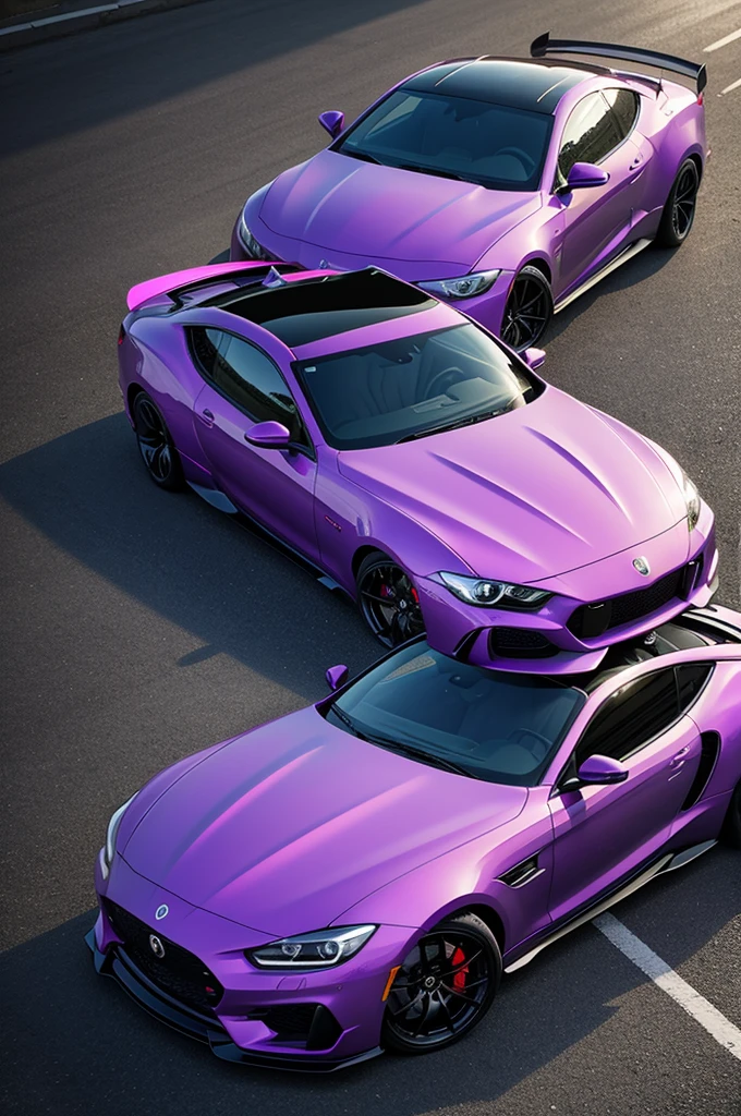 Purple themed logo with car in the middle
