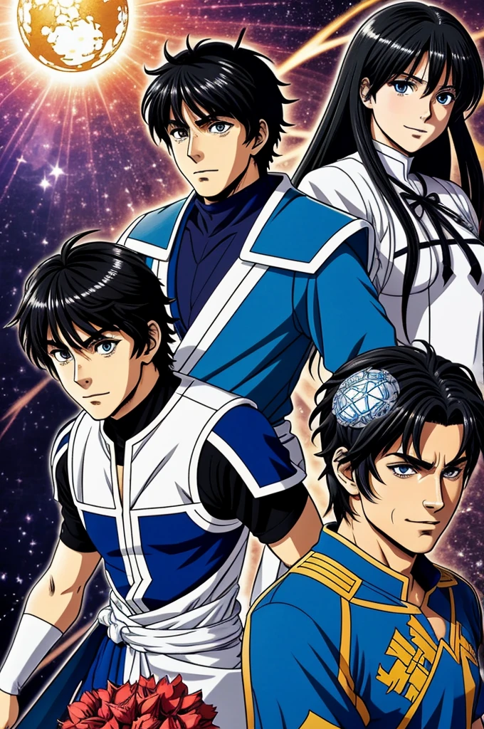 Draw Karl Heinz Schneider (captain tsubasa character) dressed as the God Hades and next to him Genzo Wakabayashi (captain tsubasa character) dressed as the goddess Persephone. Both in anime version.