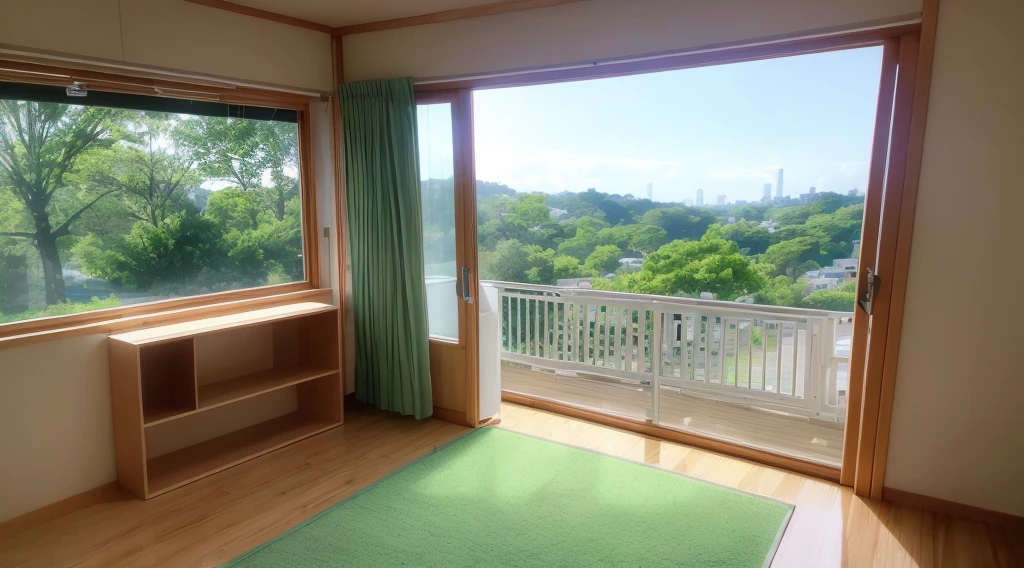 Daytime、room、Window、machine、Slumber、twilight、White light、Green tree々、view of the building、A gentle breeze from outside