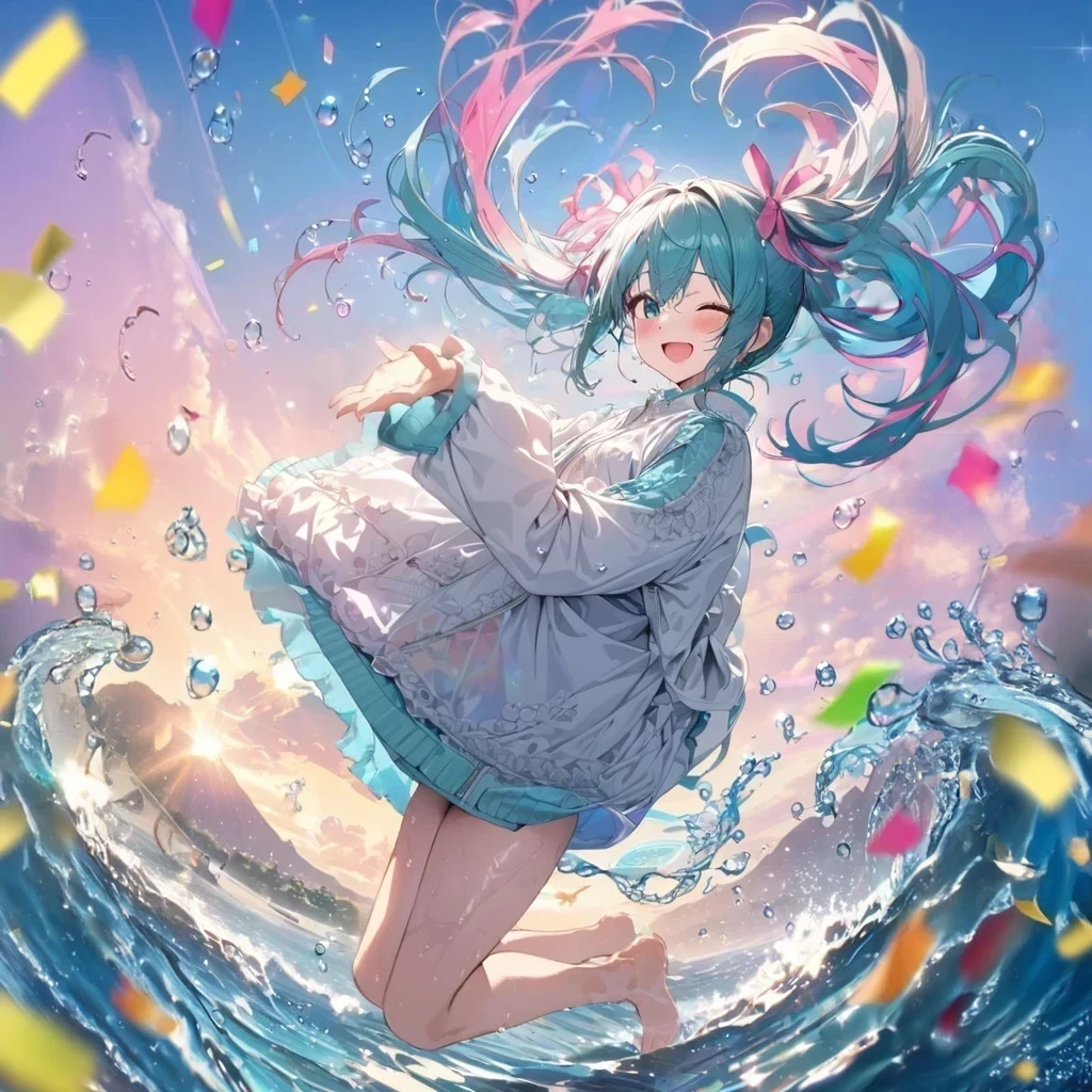 Hair tips、splash、カラフルなHair tips, pink inner color, 