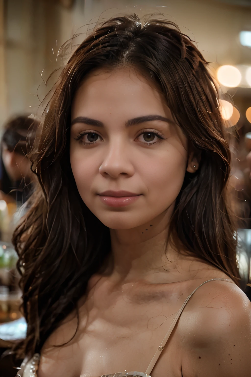 aithSchroder (sharp focus:1.2), photoshot, (face showing beautiful perfect smile:1.1), detailedeyes, perfect lips, (long dark blonde hair,long dark blonde hairbonita) (maquiagau leve :0.85),35 years old woman, pele sau tracos de rugas usando (vestindo vestido de noite preto curto e joias au pé na frente de um bar na boate:1.2) au (looking at the camera, shallow depth of field, 8K UHD, dslr, sharp focus, soft lighting, Two-tone lighting, high qualiy, photoshotrrealista:1.2:1.2).