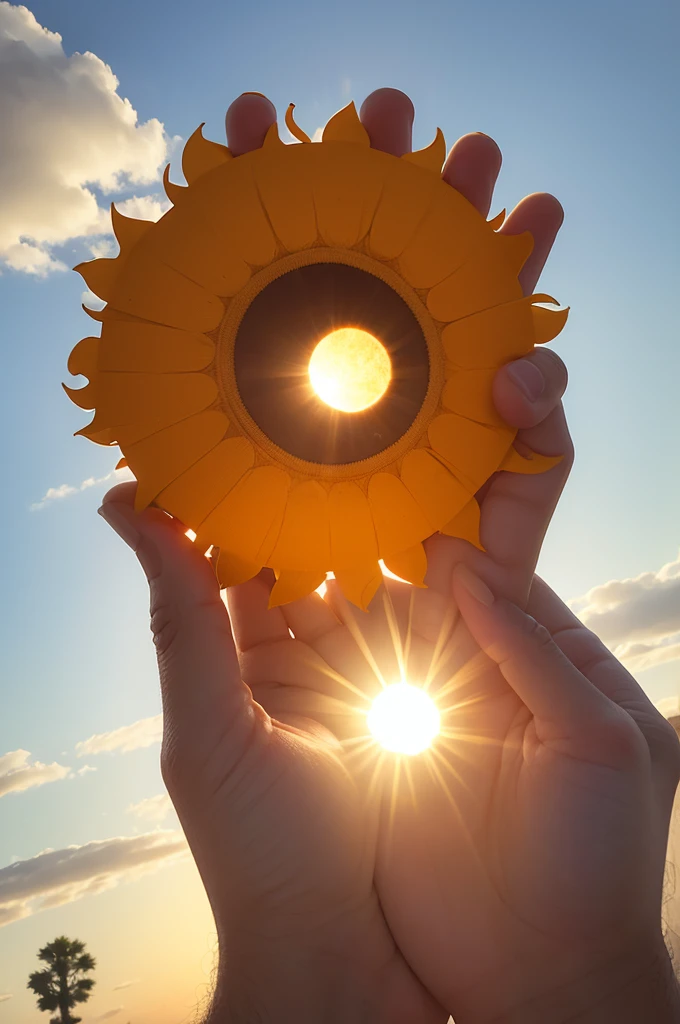 Make a sun with your hand in your pocket