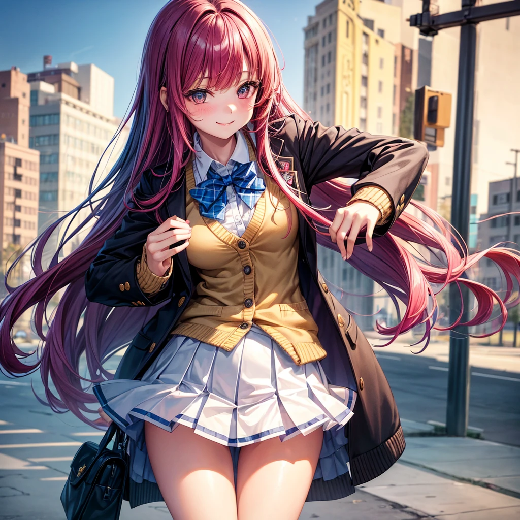 middle School girls,smile,Beautiful girls,The best quality to get you horny,Multi-colored hair,Perfect Girl,Super cute girl,uniform,blazer,School festival,Wearing a cardigan,Long Hair、She has her bangs down,Ultra HD,Young girl,Sex,Naughty Girls,Full body image,Absurd,Beautiful girls,