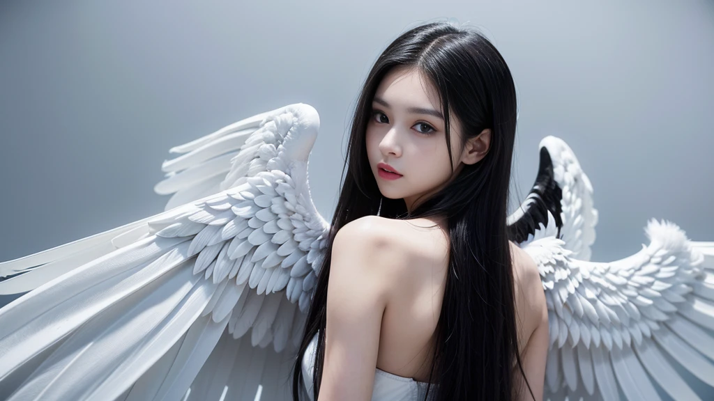 (Realistic picture, highest resolution, 16K), She has a beautiful face., Emphasize a beautiful face, ((On her back are 12 wings.:1.5), (6 white wings:1.5) and (6 black wings:1.5)), ((On her back are 12 wings..:1.5), (12 white wings:1.5) and (12 black wings:1.5)), (have many wings, wings separated, There are 12 wings on her shoulders.:1.4, เทพเจ้าที่มีปีกกว้างandมีพลังมหาศาลอยู่บนไหล่ของเขา, Add dynamic wings),12 wings on shoulders:1.6), (Beautiful girl with two meter long hair, striking long hair, Beauty that comes from long hair, long black hair), (Smooth white skin, Smooth white skin, Smooth white skin), (Lips are very red..,), ((stand, That&#39;s finished.)), (big breasts, big breast, The breasts are soft and fluffy., Plump breasts, A gigantic rift, big breast), (thin body, Flat stomach, small waist, hips raised, small thighs, Long legs), (Dynamic posts), (Women who are 172 centimeters tall), (perfect proportions, Anatomically correct, proportional anatomy), (full body, เหมือนfull body, See the whole body.., Visible in every part of the body), (Wear a sexy leather outfit., tight, Focus on body proportions), (standเขย่งเท้า, Float in the air), (powerful wings, powerful wings 12 ปีก:1.6, gigantic wings), (scene, ความdark, ในที่dark, deep shadow, dynamic light, Take realistic photos, background, dark, at night), The magic circle is behind.., จักรวาลที่darkมิด, Wings that shine by themselves