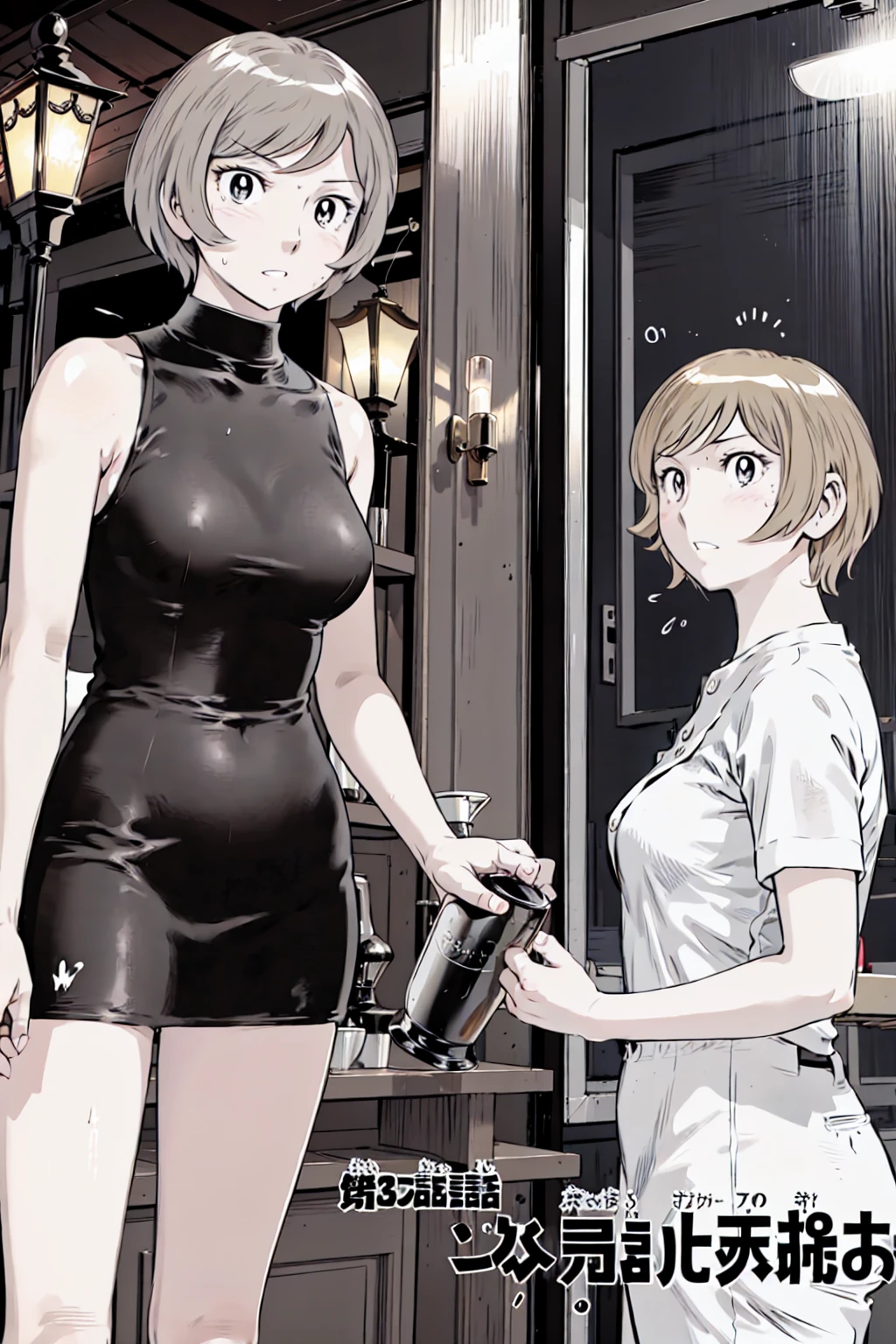 、(masterpiece、Highest quality)、Highest quality, Ultra-high resolution, (((masterpiece))), alone, Sweat、Big eyes, No sleeve、Outdoor、Floral dress、Composition from the front、(Cut the back hair short、short hair、blonde、woman)、Shortcuts、Embarrassed face、Cut your hair short、可愛いwomanの子、Big Breasts、NSFW