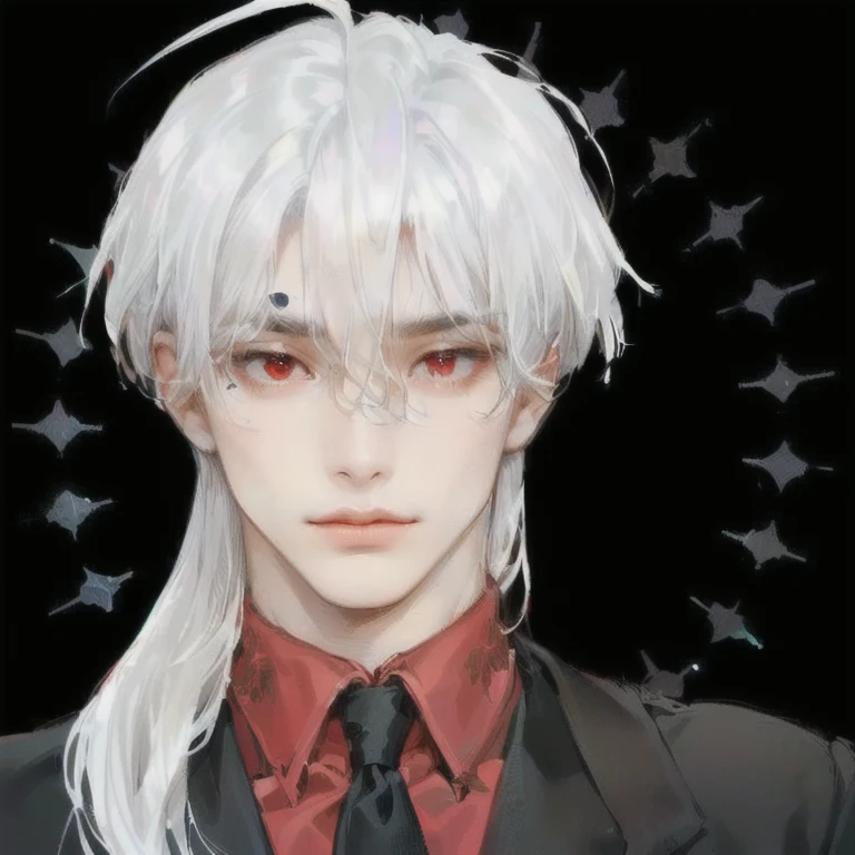 ((pale skin))(((male with sharp siren eyes)))((((very white white hair glowing))))(((blunt blunt bangs))) ((long very very wavy hair)) ((wide shoulders man))((very wavy hair))((office))((manly yet soft face))((handsome face))(((VERYred red eyes)))((rectangle face shape))((SHARP JAW LINE)) ((THIN EYEBROWS))((ROSES)) ((SOFT FEATURES WITH DEFINED SHARP JAWLINE))((GLOWING ETHEREAL)) ((RED RED detailed SIREN EYES MALE SEXY EYES)))((elegant))((soft look))((close up one male only))((wavy hair)) ((square face))((wide face))((blunt bangs))((french))(((blunt bangs)))((Elegant inside mansion gold red BACKGROUND))(((VERY VERY RED EYES MALE)))