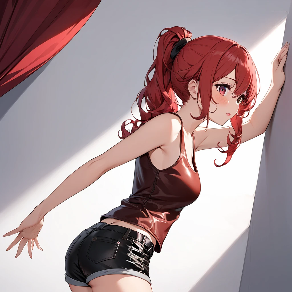 ((high detailed, best quality, 4k, masterpiece, hd:1.3)), ((best quality)), (((HD))), (((8k))), (ultraDH), (ultra HD), Shower_room_background, shower room, Getting out of the shower, Soothing Shower, Princess Daisy, blue eyes, BREAK blue eyes, seductive, attractive, timid smile, smooth anime cg art, 36C breasts, long legs, vivid colors, detailed digital art, slim body, perfect skin, dark red hair, long red hair, dark hair, red hair, long_dark_red_hair_over_breasts, dark_red_hair_over_breast, wet hair, wet red hair, wet dark red hair, wet_dark_red_hair_over_breast, BREAK crown, looking at viewer, BREAK looking at viewer, extremely detailed face, using only a red_towell, red towell falling over breasts, sexy_mini_red_thong, earrings, gem, dark black makeup lips, dark gothic eyeshadows, dark eyeshadows, black eyeshadows, black sexy lips, black lips, (dark:1.2), dark lips, very dark lips, (perfect_hands), (perfect_anatomy), black makeup, black medium lips, detailed_fingers, five_fingers_per_hand, 5_fingers, five_fingers, (1 girl), ((1 solo girl)), detailed_lips, detailed black lips, black painted lips, gothic painted lips, hands_pressed_on_ the_glass, hands_pressed_on_the_crystal, body pressed on the crystal, body pressed on the glass, body_against_the_glass, body_against_glass,