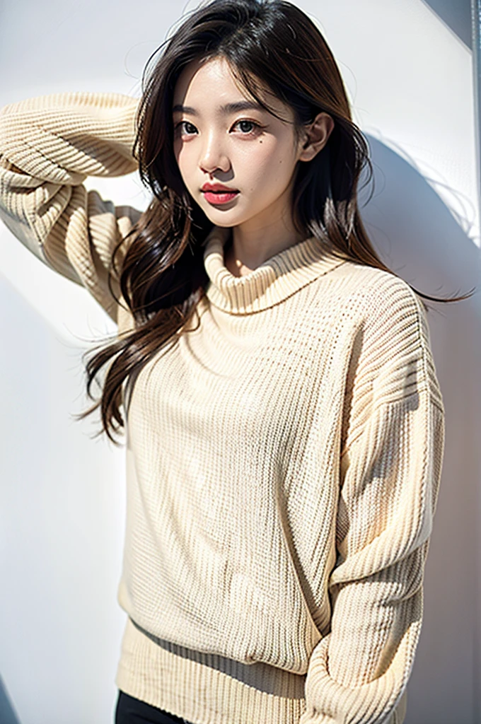 1girl,sweater,white background,