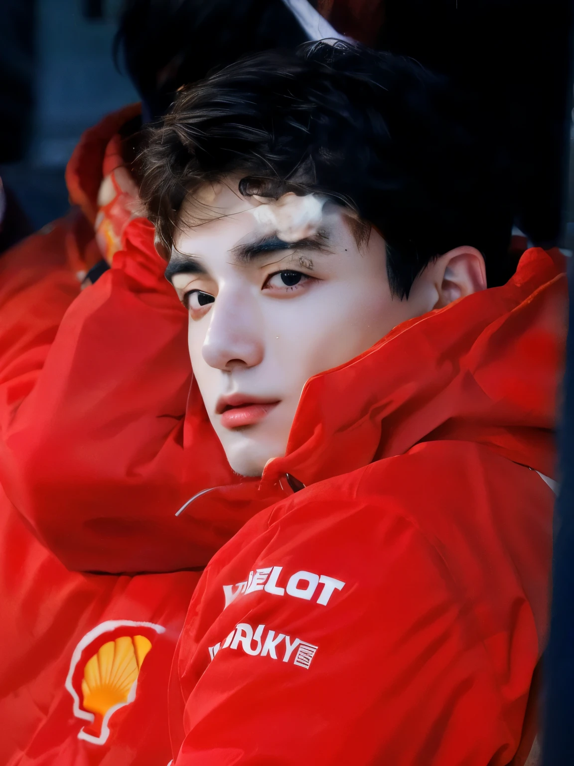 Kim Taehyung, arafed man in red jacket sitting in dugout with shell logo, F 1 driver charles leclerc, Come on Vera, rafael, F 1, hot, luca, daniil kudriavtsev, Anton, Alejandro, riabovitchev, Jesus Alonso Iglesias, inspired by Alonso Vázquez, Anato Finnstark. perfect faces, sakimi