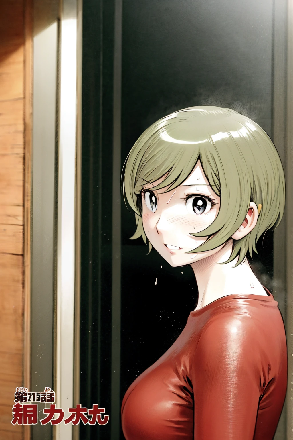 、(masterpiece、Highest quality)、Highest quality, Ultra-high resolution, (((masterpiece))), alone, Sweat、Big eyes, No sleeve、Outdoor、Floral dress、Composition from the front、(Cut the back hair short、short hair、blonde、woman)、Shortcuts、Embarrassed face、Cut your hair short、可愛いwomanの子、Big Breasts