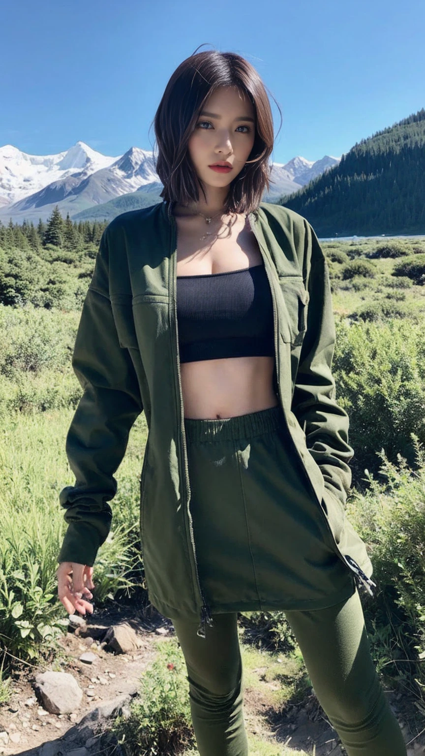 Attractive woman [Gunman:Bounty Hunter:0.4] Standing in the End Wilderness (Glitch Wave Style:1) 